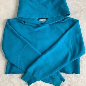 Aritzia TNA teal a perfect crop hoodie